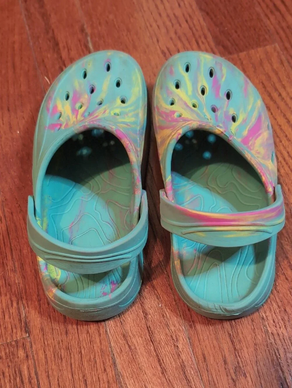 Kids Slip-On Clogs Size 2 (33) Teal Tie-Dye